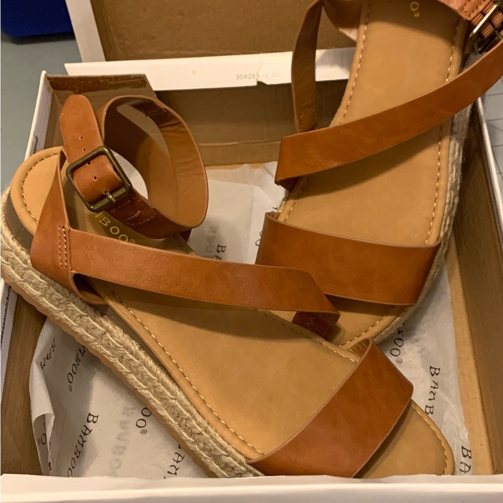 BAMBOO Tan Espadrille Sandals for Women